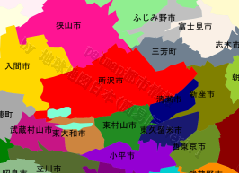 所沢市の位置を示す地図