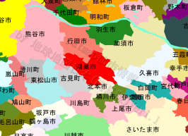 鴻巣市の位置を示す地図