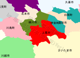 上尾市の位置を示す地図