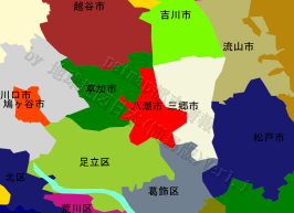 八潮市の位置を示す地図