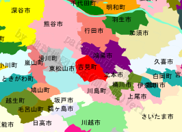 吉見町の位置を示す地図