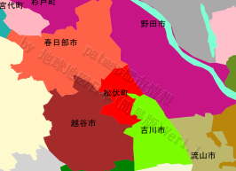 松伏町の位置を示す地図
