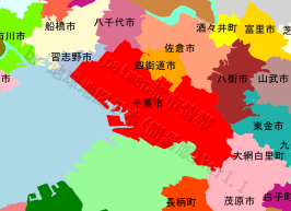 千葉市の位置を示す地図