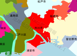 市川市の位置を示す地図