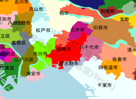 船橋市の位置を示す地図