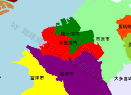 木更津市の位置を示す地図