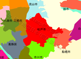 松戸市の位置を示す地図