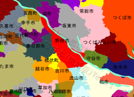 野田市の位置を示す地図