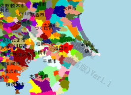 成田市の位置を示す地図