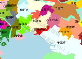 習志野市の位置を示す地図