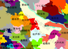 流山市の位置を示す地図