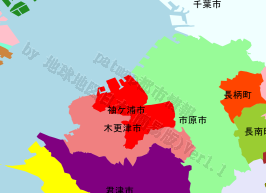 袖ケ浦市の位置を示す地図