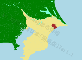 匝瑳市の位置を示す地図