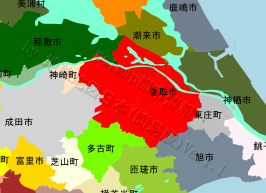 香取市の位置を示す地図