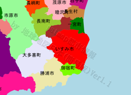 いすみ市の位置を示す地図