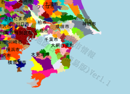 大網白里市の位置を示す地図
