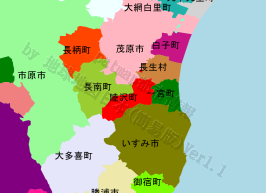 睦沢町の位置を示す地図