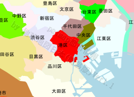 港区の位置を示す地図