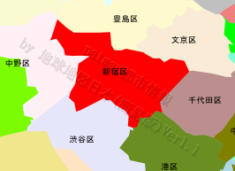 新宿区の位置を示す地図
