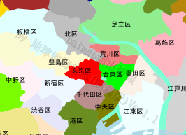 文京区の位置を示す地図