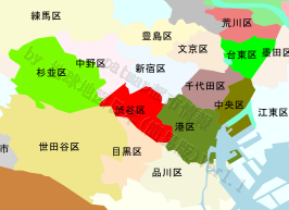 渋谷区の位置を示す地図