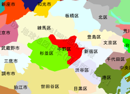 中野区の位置を示す地図