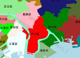 江戸川区の位置を示す地図