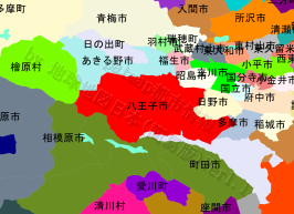 八王子市の位置を示す地図