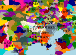 立川市の位置を示す地図