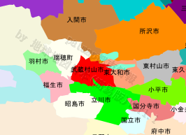 武蔵村山市の位置を示す地図