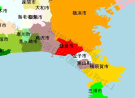 鎌倉市の位置を示す地図