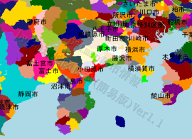 小田原市の位置を示す地図