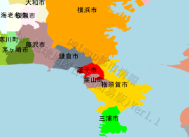 逗子市の位置を示す地図