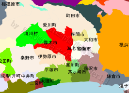 厚木市の位置を示す地図