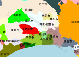伊勢原市の位置を示す地図