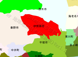 伊勢原市の位置を示す地図