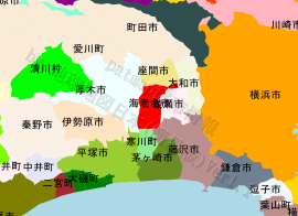 海老名市の位置を示す地図