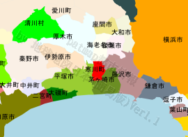 寒川町の位置を示す地図