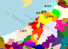 柏崎市の位置を示す地図
