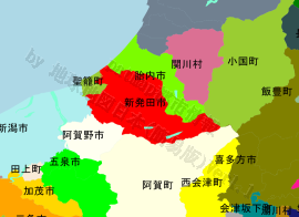 新発田市の位置を示す地図
