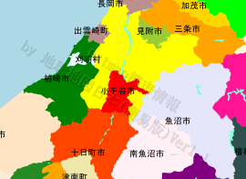 小千谷市の位置を示す地図