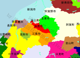 加茂市の位置を示す地図
