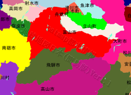 富山市の位置を示す地図