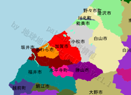 加賀市の位置を示す地図