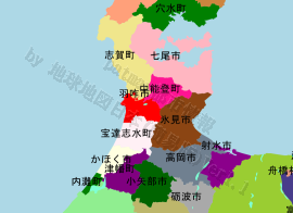 羽咋市の位置を示す地図
