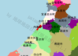 内灘町の位置を示す地図