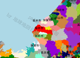 福井市の位置を示す地図