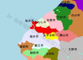 坂井市の位置を示す地図