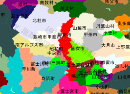 甲府市の位置を示す地図
