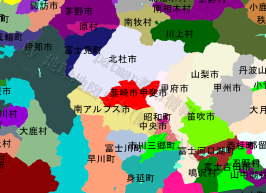 韮崎市の位置を示す地図